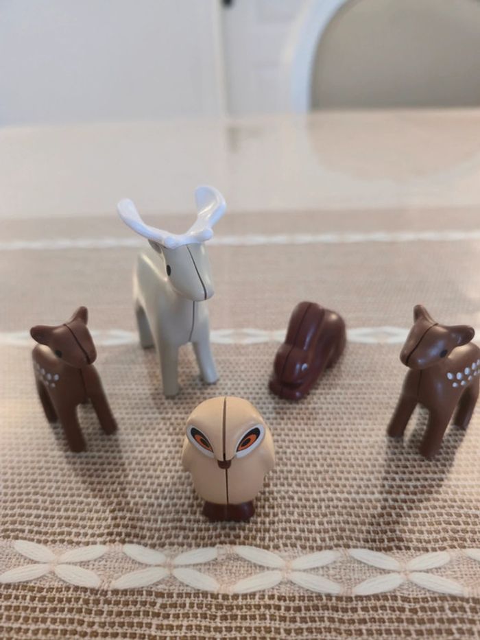 Animaux playmobil chouette lapin cerf faons