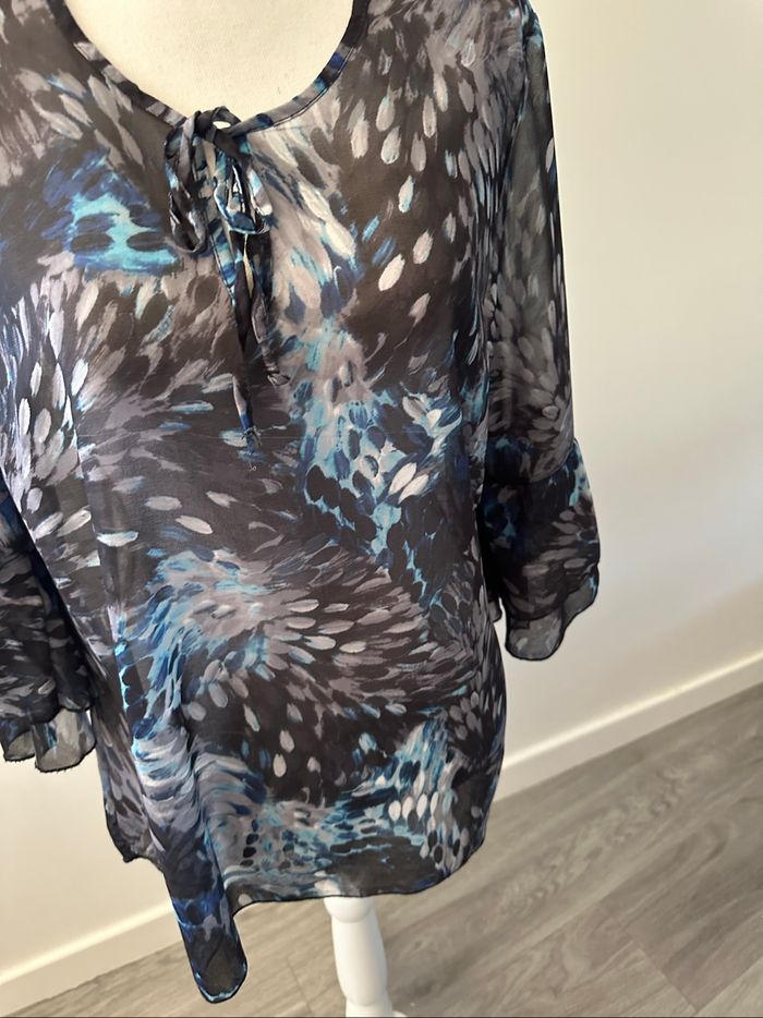 Blouse bariolée bleue et grise T38 M - photo numéro 3