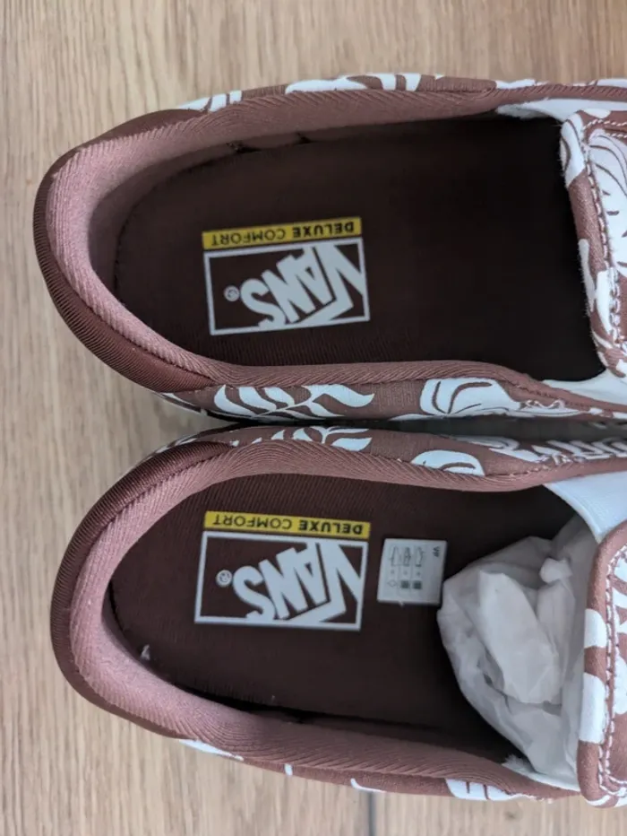 Vans Slip on deluxe confort - marron + fleur - photo numéro 2
