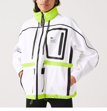 Veste coupe vent Lacoste xs 34 s 36 jaune fluo blanche