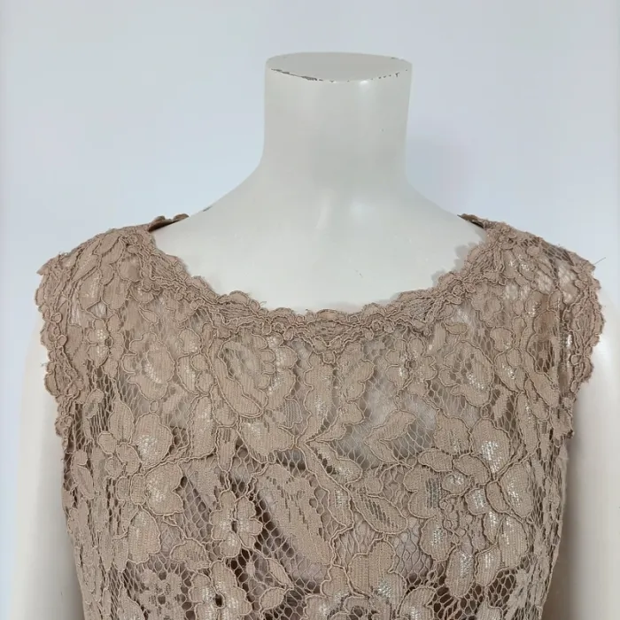 Robe de soirée semi transparente, motifs floraux, beige, été, cérémonie A058 - photo numéro 9