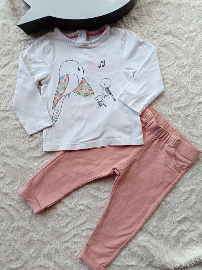 Ensemble (tee shirt manches longues+ jegging) Fille oiseau - photo numéro 2