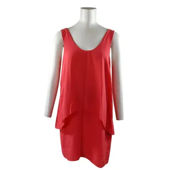 Robe rouge Pablo Gérard Darel coupe fluide superposée 100 % soie Taille 40 A1193
