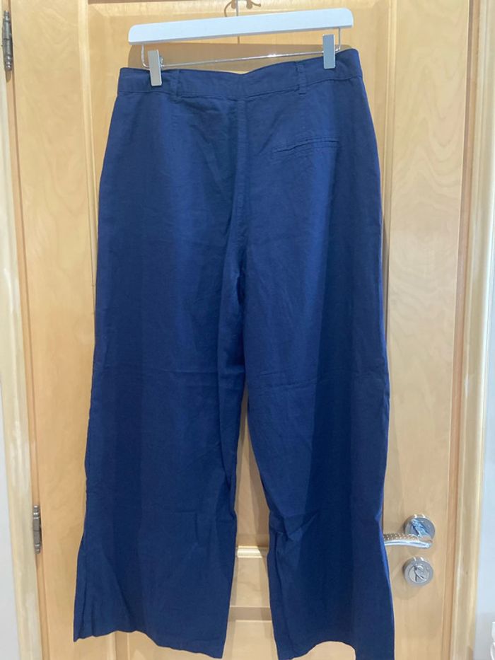 Pantalon en lin in extenso marine - photo numéro 3