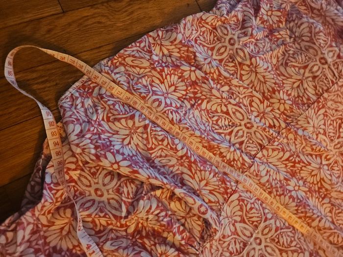 Jupe longue légère à volants, motif bohème, rouge et blanc, taille S/M - photo numéro 9