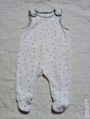 C&A pyjama velours triangle gris blanc 6 mois
