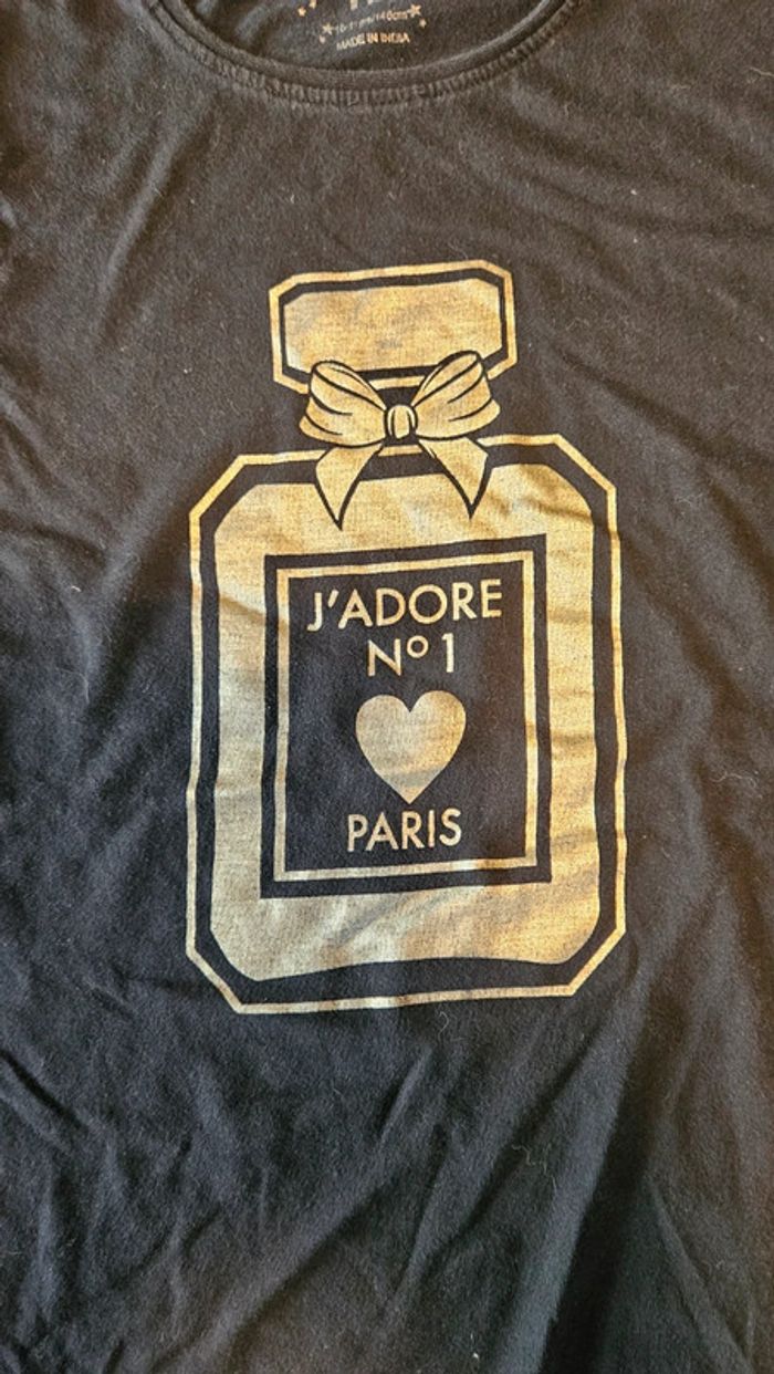 T shirt noir à manches courtes, J adore n°1, YD, 10/11 ans, nickel - photo numéro 4