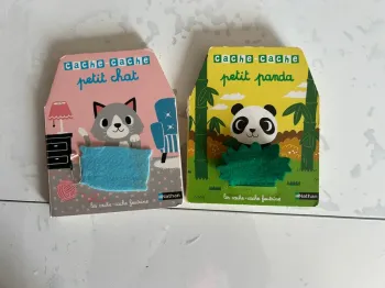 Lot de 2 livres bébé cache-cache petit chat et petit panda Nathan
