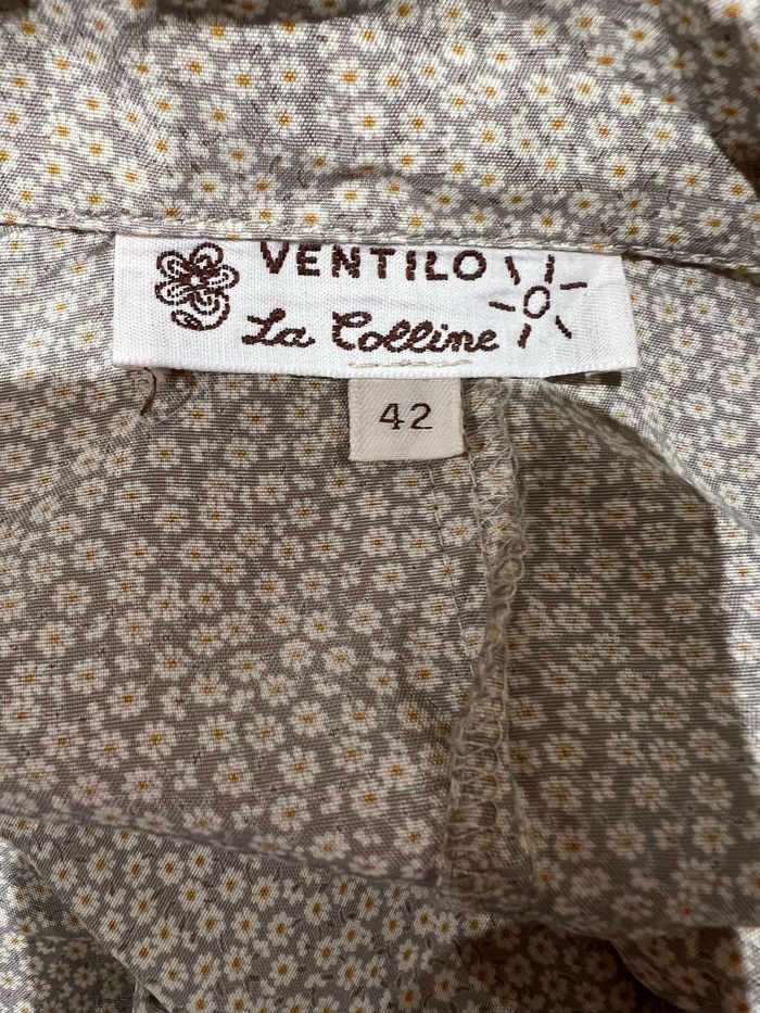 Robe vintage Ventilo, taille 40, 42 beige, marron, Liberty, orange pâquerette - photo numéro 5