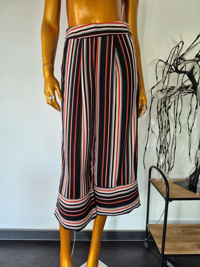 Pantalon Large Court Femme Noir