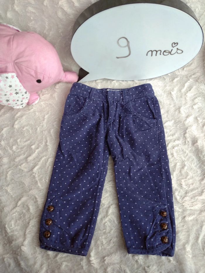Pantalon velours à pois Fille 9 mois Little Sioux Tex 100% coton