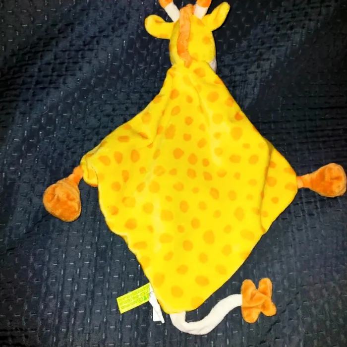 Doudou plat girafe en losange orange vert Titoutam - photo numéro 3