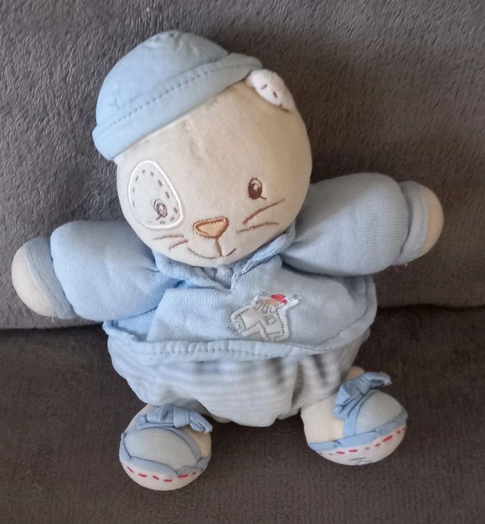 Doudou peluche boule chat bleu - Enfant - Kaloo