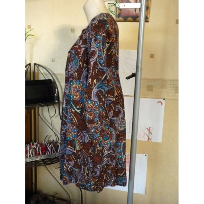 Miss June - Robe  marron et bleu motifs perles-T38 - photo numéro 3