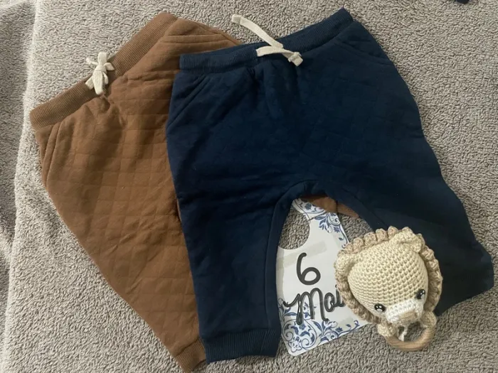 Duo pantalons marron+bleu