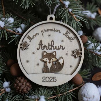 Boule de Noël en bois personnalisée " Mon premier Noë "l