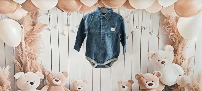 Body chemise garçon en jean 9-12 mois