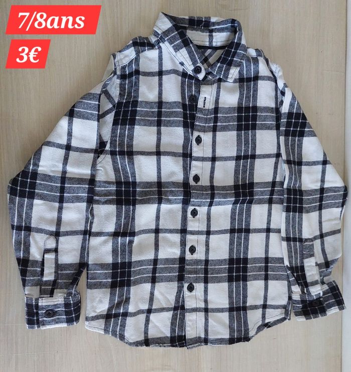 Chemise blanche et noire garçon 7/8ans - photo numéro 2