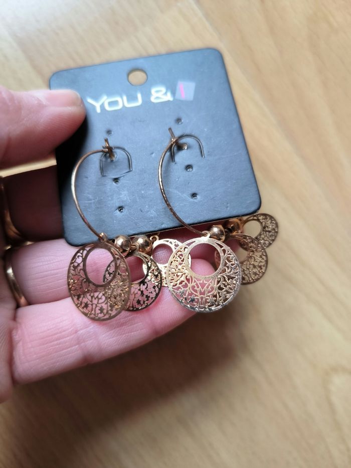 Boucles d'oreilles dorées You&I - photo numéro 4