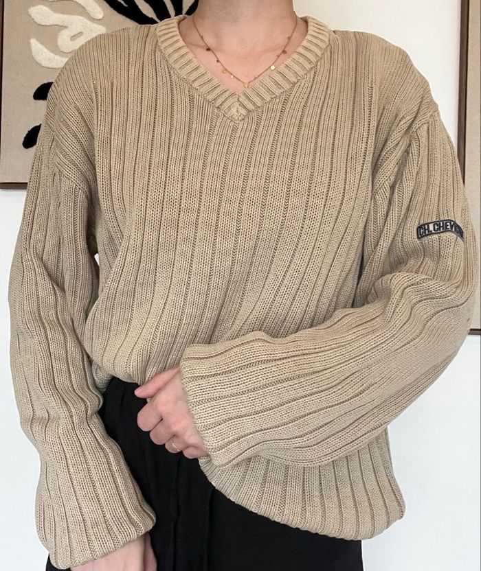 Pull côtelé à col en V chevignon - photo numéro 3