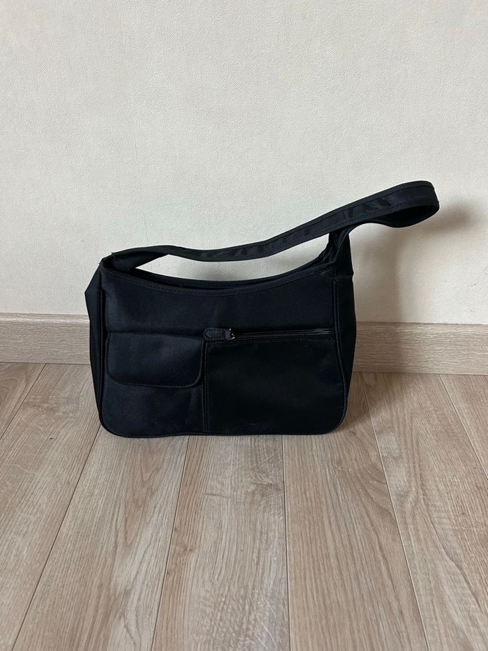 Sac bandoulière noir en tissu 30x20 - photo numéro 4
