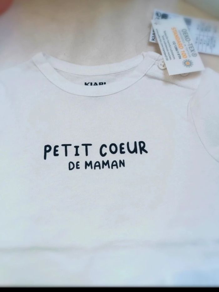 Tee-shirt  manches courtes neuf avec étiquette Kiabi mixte 6 mois - photo numéro 2