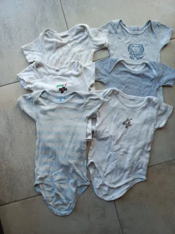 Lot de 6 bodys manches courtes 18/24 mois Petit bateau