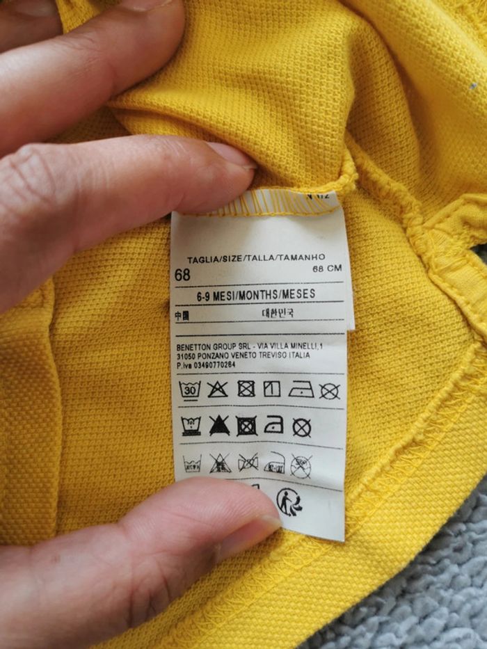 Polo jaune Benetton 6-9 mois - photo numéro 3