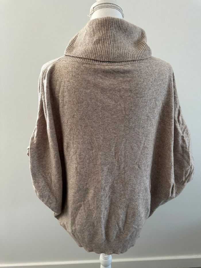 Pull chauve souris poncho beige crème sable cachemire Un Jour Ailleurs UJA T3 40 L - photo numéro 6