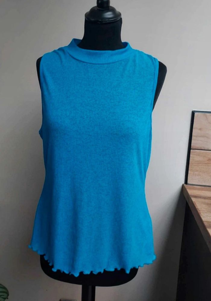 Haut transparent bleu sans manches neuf Pull & Bear