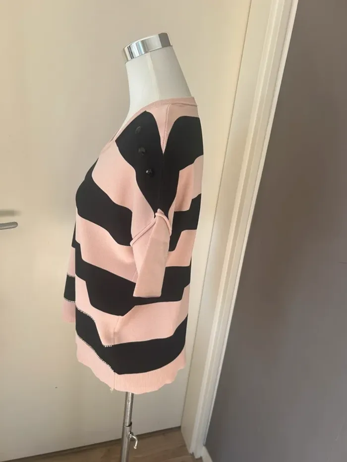 Lui Jo maille pull rayé rose et noir taille L/40 - photo numéro 8