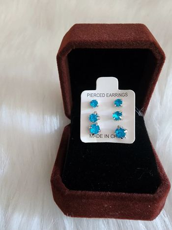 💎Boucles d'oreilles 3 paires Zirconium Turquoise 💎