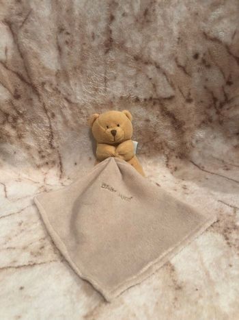 Doudou ours mouchoir beige marron ecru Baby Nat’ BabyNat