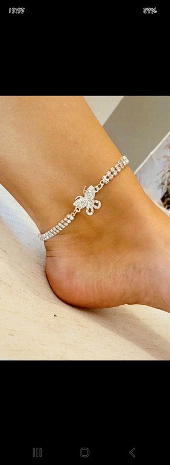Bracelet de cheville strass papillon – Bijou brillant et féminin