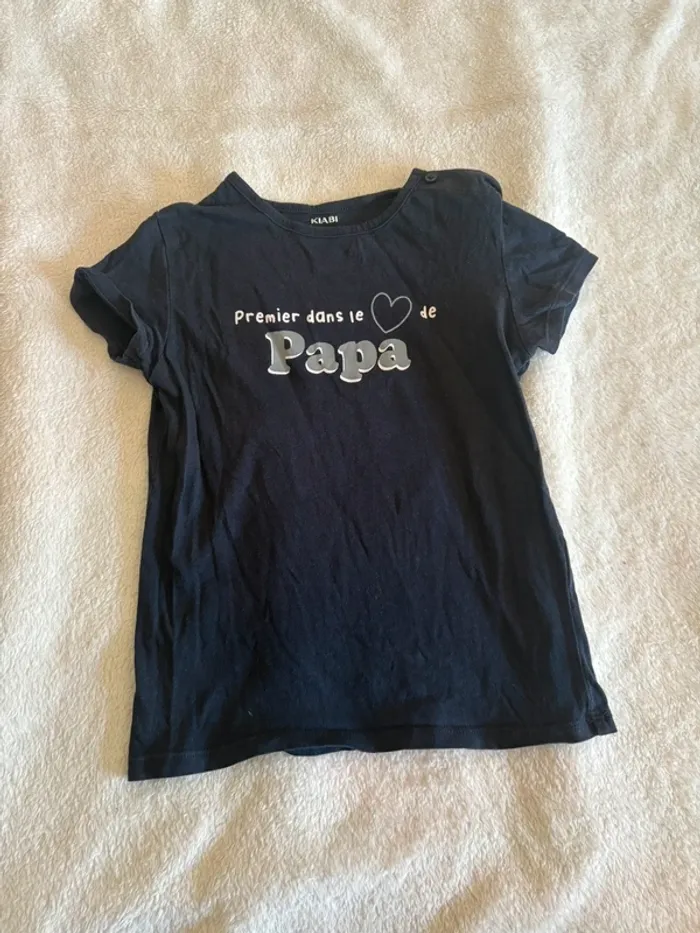 T-shirt garçon bleu marine KIABI 36 mois Premier dans le cœur de Papa” - photo numéro 2