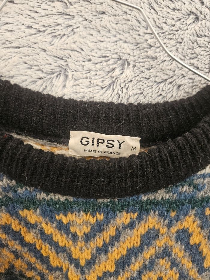 Pull vintage en laine à imprimés divers de chez Gipsy - photo numéro 3