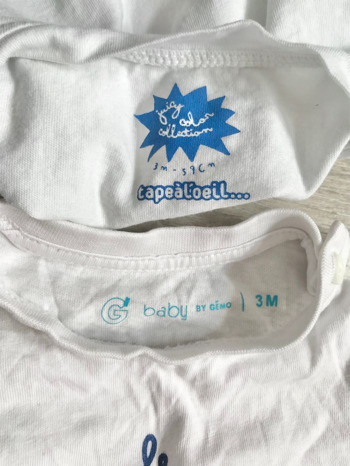 2 t-shirts blancs 3mois (TAO/Gémo) - photo numéro 3