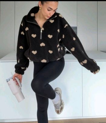 Sweat polaire chocolat à coeurs tendance femme 36/40