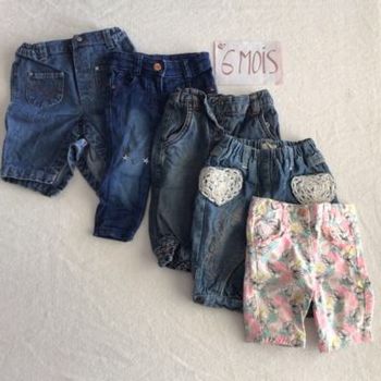 Lot 5 jeans fille 6 mois