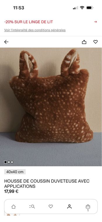 Housse de coussin bambi
