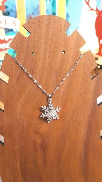 Bijoux Noël | Collier Flocon de Neige Plaqué Or Blanc - Neuf