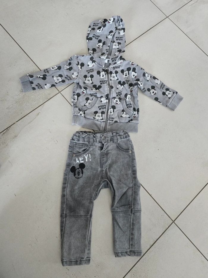 Ensemble jeans et gilet mickey 12mois