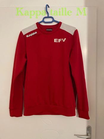 Sweat à manches longues col rond rouge et blanc Kappa taille M