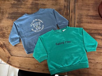 2 sweats Vertbaudet 12 mois