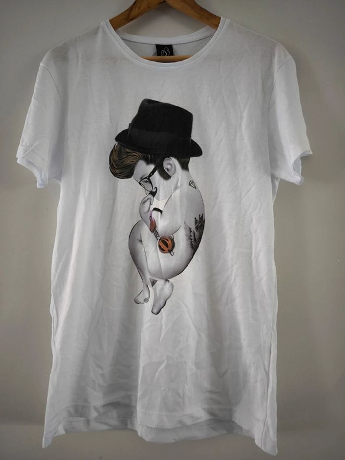 T shirt blanc imprimé taille M 38 siamoises neuf