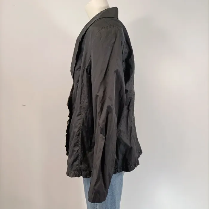 Veste créateur à volant - col et couture volants - Noir argenté Taille 44 A106 - photo numéro 3