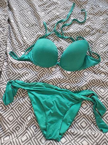 Ensemble bikini tezenis vert argenté