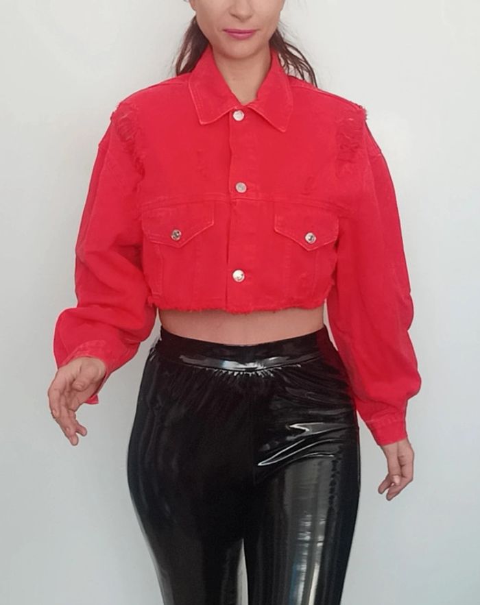 Veste jean courte grunge Bershka taille 36 Bershka Beebs by Kiabi