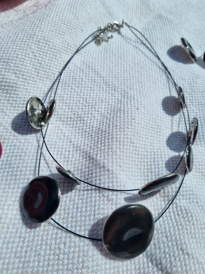 Collier et boucles d'oreilles parure de bijoux femme - photo numéro 2