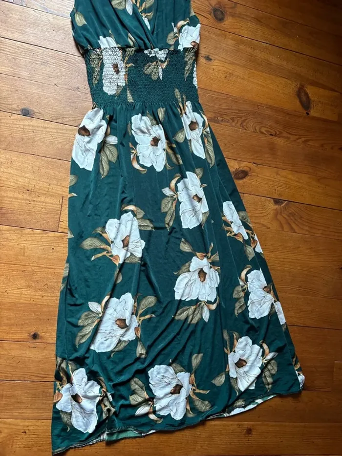 Robe longue verte à fleurs – Taille unique - photo numéro 3